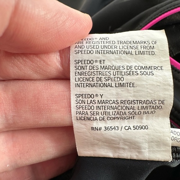 Speedo Ultraback Swimsuit Black with Hot Pink Piping One Piece Racerback Size 18 - Picture 13 of 16